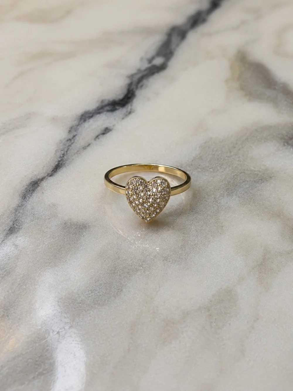 Gold Heart Pavé Necklace with 'LOVE' Accent - Gold Tone